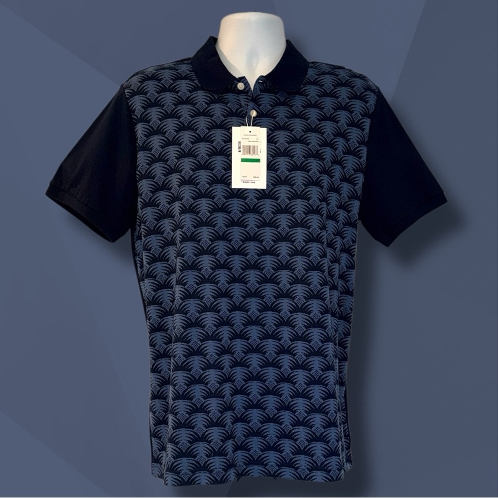 Original Penguin Palm Print Polo Shirt Men’s Large - NWT Dark Sapphire Blue - Picture 2 of 10